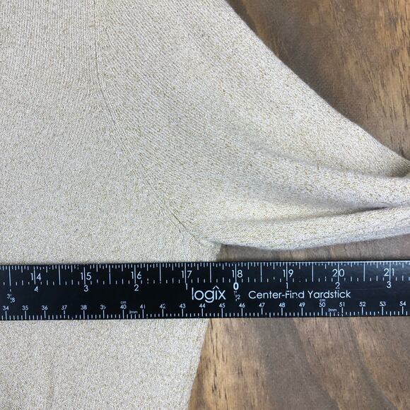 Vintage Talbots Womens Sweater Metallic Gold Shimmer V Neck Long Sleeve Small - Picture 7 of 12